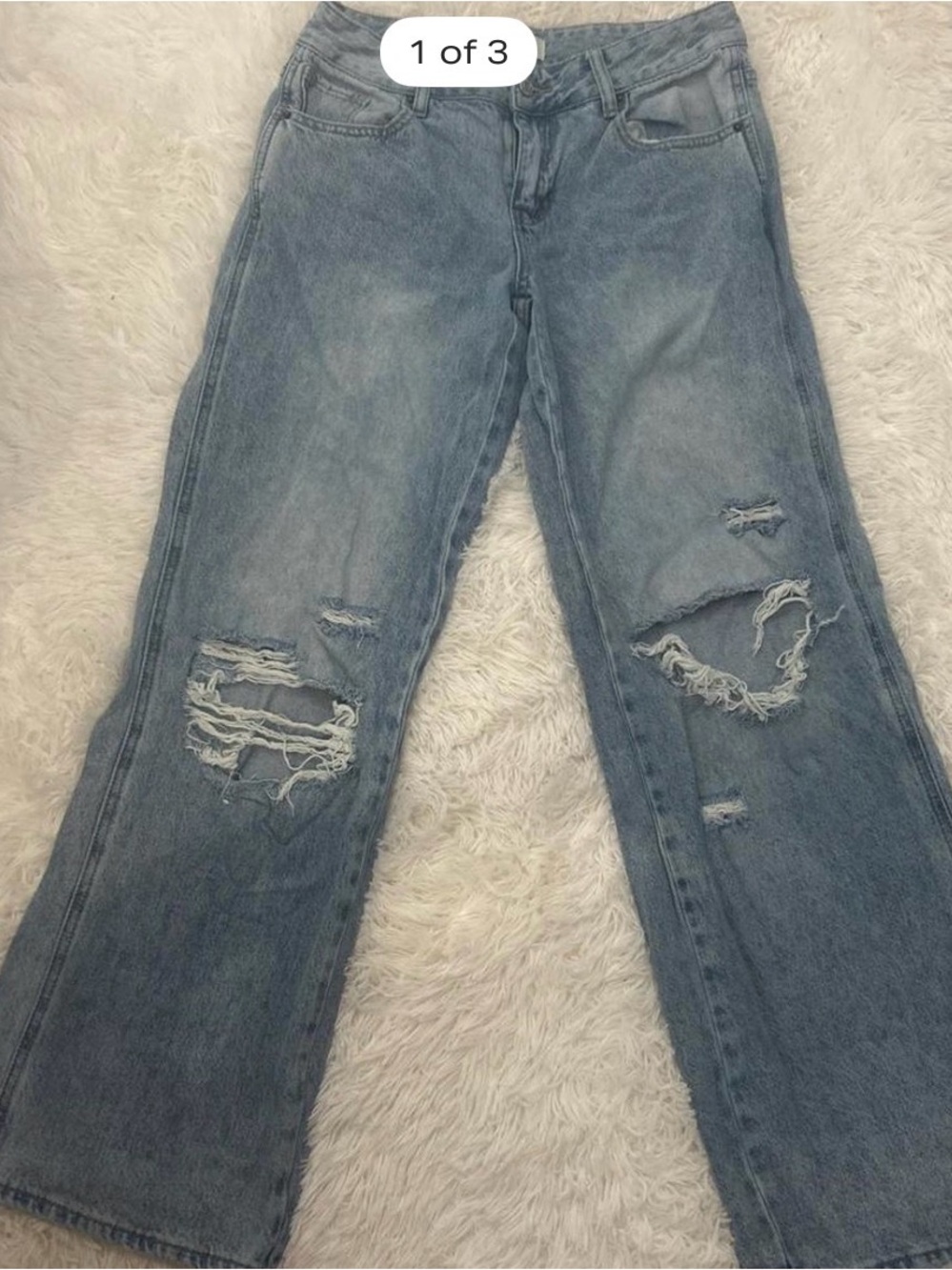 PacSun Light Blue Distressed Wide-Leg Jeans